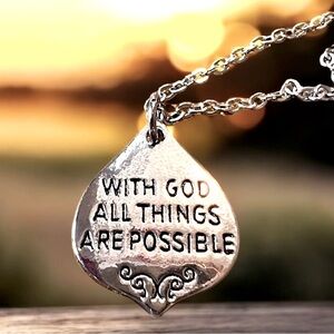 Inspirational Silver Toned Pendant Necklace